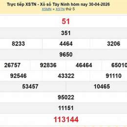 kết quả xổ số tây ninh ngày 30 tháng 04