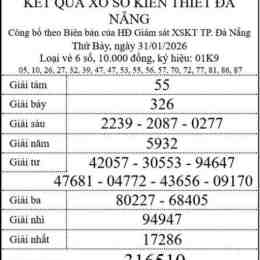 xổ số đà nẵng ngày 31 tháng 01