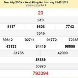 xổ số đồng nai 3 tháng 12