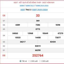 xổ số đồng tháp ngày 29